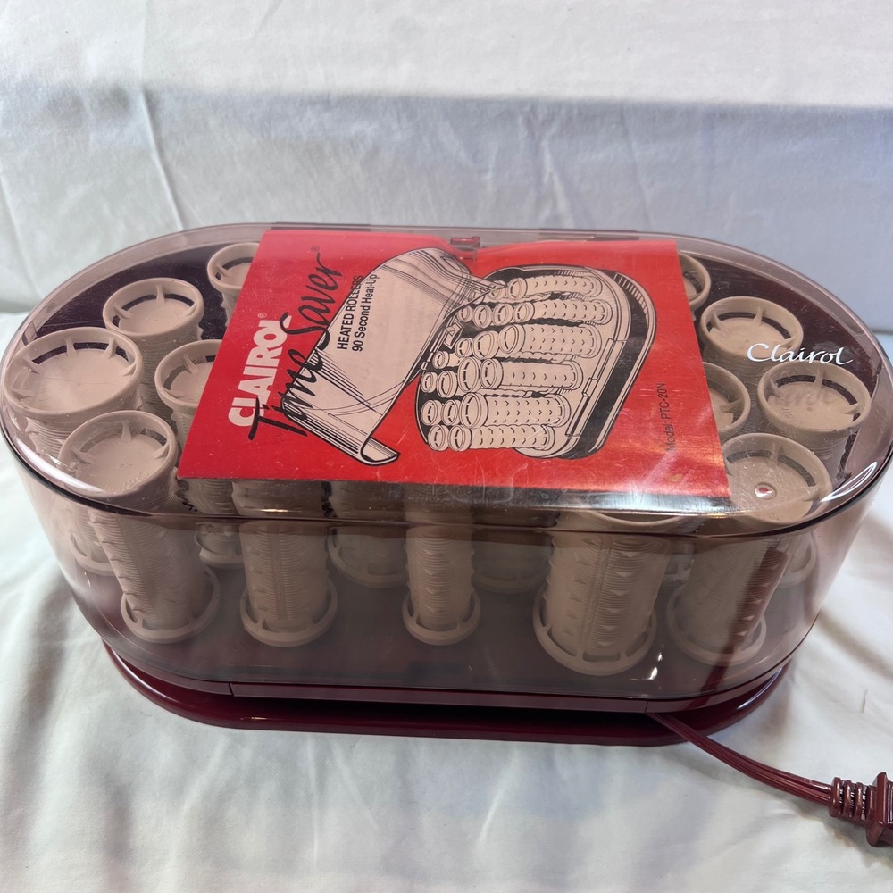 Clairol Time Saver Heated Rollers 20 Hair Setter PTC-20N Burgundy Vintage Style